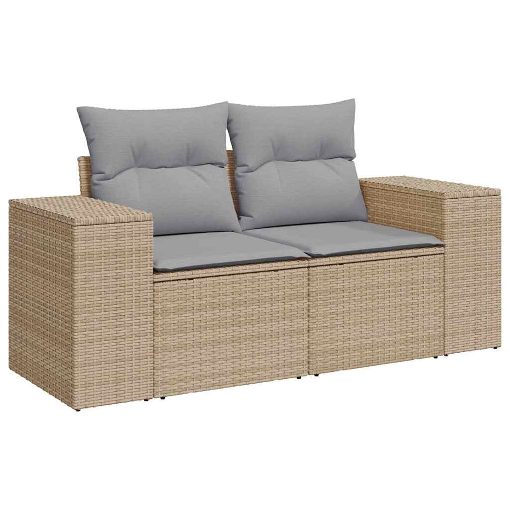 10 dalių sodo sofa komplektas su pagalvėlėmis smėlio poli ratanas akacija - Namų Idėja