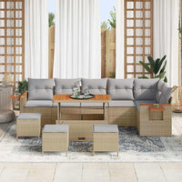 10 dalių sodo sofa komplektas su pagalvėlėmis Smėlio poli ratanas akacijoje - Namų Idėja
