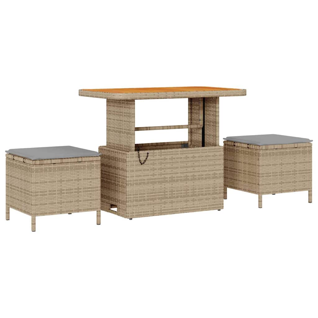 10 dalių Sodo Sofa Komplektas su Pagalvėlėmis Smėlio Poli Rattan Akacija - Namų Idėja
