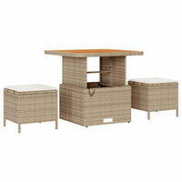 10 Dalių Sodo Sofa Komplektas su Pagalvėlėmis Smėlio Poli Rattan Akacija - Namų Idėja