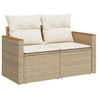 10 dalių Sodo Sofa Komplektas su Pagalvėlėmis Smėlio Poli Rattan Akacija - Namų Idėja