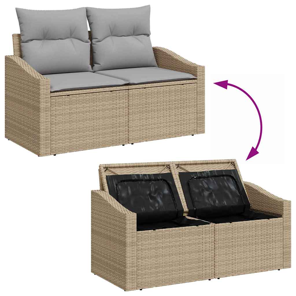 10 dalių sodo sofa komplektas su pagalvėlėmis Smėlio poliratanas akacija - Namų Idėja