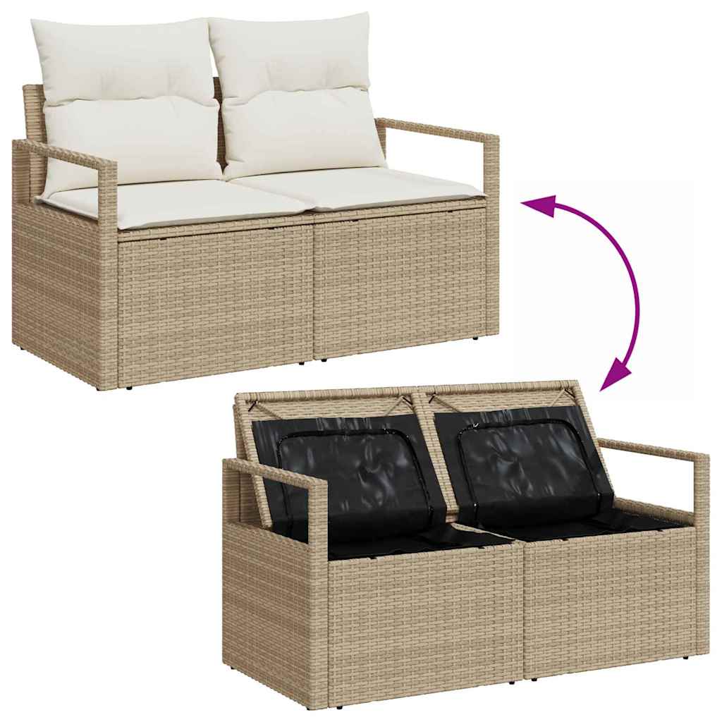 10 dalių sodo sofa komplektas su pagalvėlėmis Smėlio poliratanas akacija - Namų Idėja