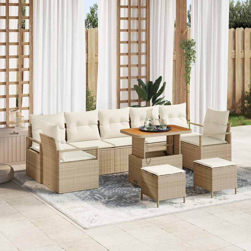 10 dalių sodo sofa komplektas su pagalvėlėmis Smėlio poliratanas akacija - Namų Idėja