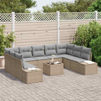 10 dalių Sodo Sofa Komplektas su Pagalvėmis Juoda Poli Ratanas - Namų Idėja