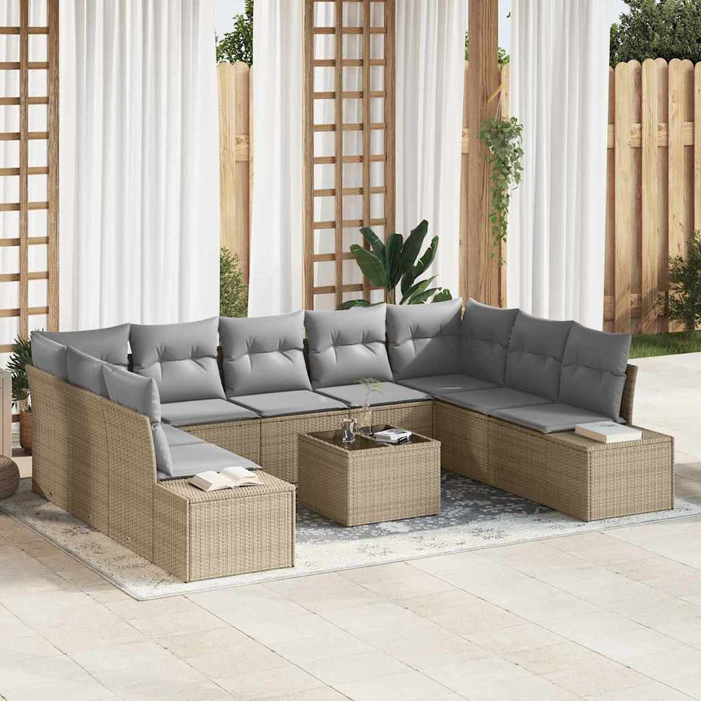 10 dalių Sodo Sofa Komplektas su Pagalvėmis Juoda Poli Ratanas - Namų Idėja