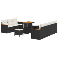 10 dalių sodo sofa komplektas su pagalvėmis Juoda Poli ratanas Akacija - Namų Idėja
