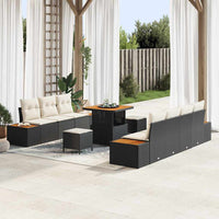 10 dalių sodo sofa komplektas su pagalvėmis juoda poli rattan akacijos - Namų Idėja