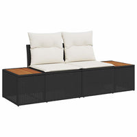 10 dalių sodo sofa komplektas su pagalvėmis juoda poli rattan akacijos - Namų Idėja