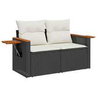 10 dalių sodo sofa komplektas su pagalvėmis juodas poli ratanas akacija - Namų Idėja