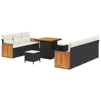 10 dalių sodo sofa komplektas su pagalvėmis juodas poli ratanas akacija - Namų Idėja
