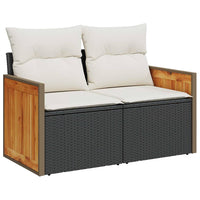 10 dalių sodo sofa komplektas su pagalvėmis juodas poli ratanas akacija - Namų Idėja