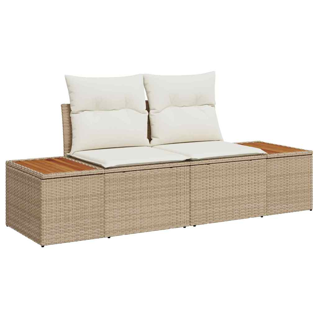 10 dalių sodo sofa komplektas su pagalvėmis Kreminė Poli ratanas Akacijos - Namų Idėja