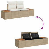 10 dalių sodo sofa komplektas su pagalvėmis Kreminė Poli ratanas Akacijos - Namų Idėja