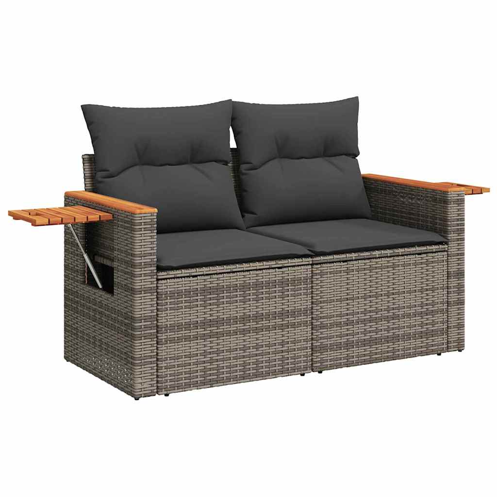 10 dalių sodo sofa komplektas su pagalvėmis Pilka Poli ratanas Akacija - Namų Idėja