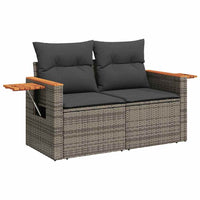10 dalių sodo sofa komplektas su pagalvėmis Pilka Poli ratanas Akacija - Namų Idėja