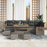 10 dalių sodo sofa komplektas su pagalvėmis Pilka Poli ratanas Akacija - Namų Idėja