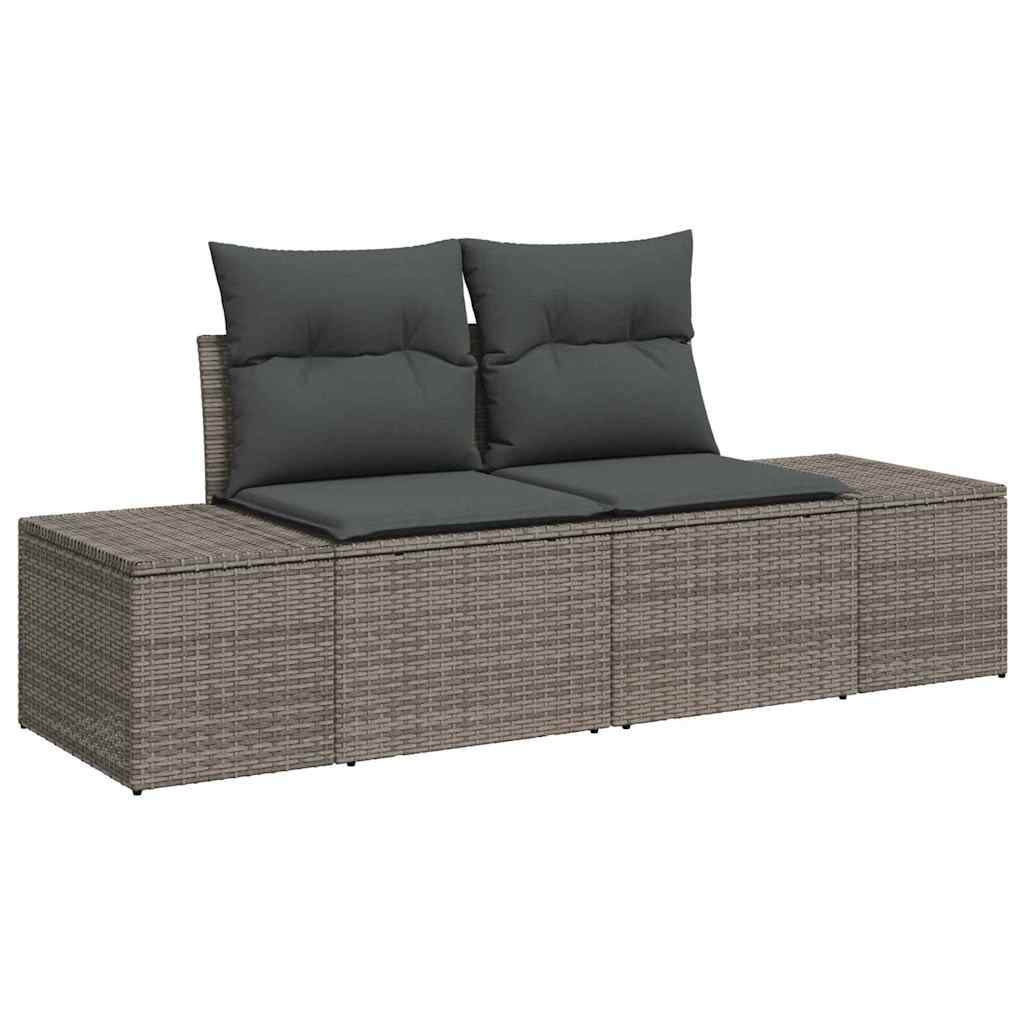10 dalių sodo sofa komplektas su pagalvėmis Pilka Poliratanas Akacija - Namų Idėja
