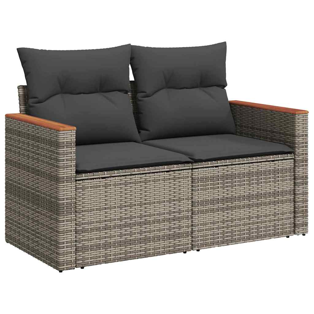 10 dalių sodo sofa komplektas su pagalvėmis pilkas poliratanas akacija - Namų Idėja