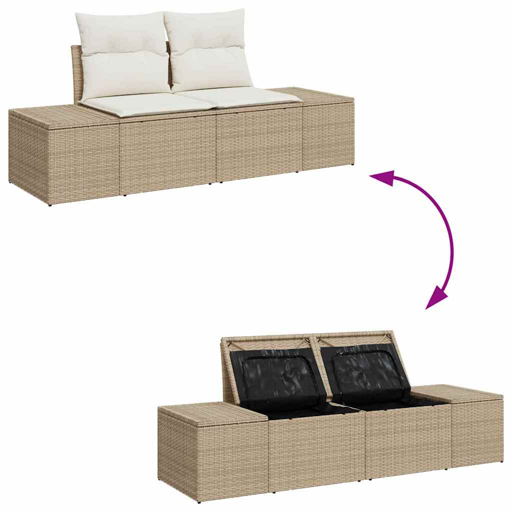 10 dalių sodo sofa komplektas su pagalvėmis - Smėlio - Poli ratanas - Akacijos - Namų Idėja