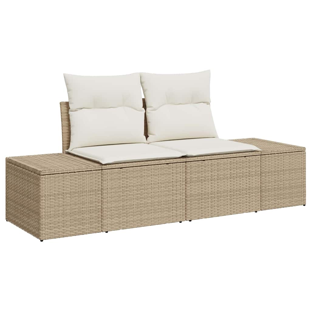 10 dalių sodo sofa komplektas su pagalvėmis - Smėlio - Poli ratanas - Akacijos - Namų Idėja