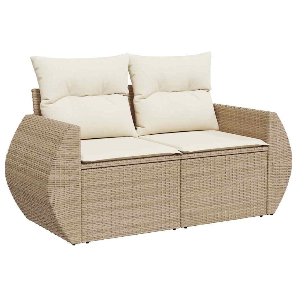 10 Dalių Sodo Sofa Komplektas su Pagalvėmis Smėlio Spalva Poli Ratanas Akacija - Namų Idėja