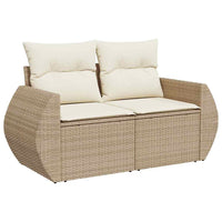 10 Dalių Sodo Sofa Komplektas su Pagalvėmis Smėlio Spalva Poli Ratanas Akacija - Namų Idėja