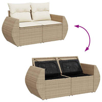10 Dalių Sodo Sofa Komplektas su Pagalvėmis Smėlio Spalva Poli Ratanas Akacija - Namų Idėja