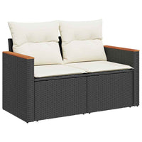 10 dalių sodo sofa rinkinys su pagalvėlėmis Juoda Poli Ratanas Akacija - Namų Idėja