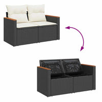 10 dalių sodo sofa rinkinys su pagalvėlėmis Juoda Poli Ratanas Akacija - Namų Idėja