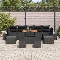 10 Dalių Sodo Sofa Rinkinys Su Pagalvėlėmis Juoda Poli Ratanas Akacija - Namų Idėja