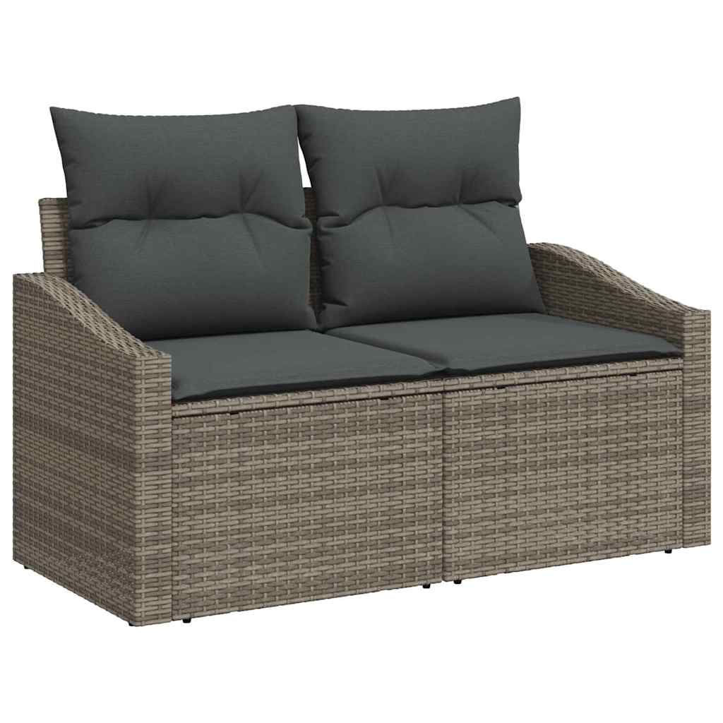 10 dalių Sodo Sofa Rinkinys su Pagalvėlėmis Pilka Poli Ratanas Akacija - Namų Idėja