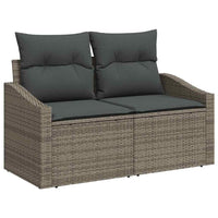 10 dalių Sodo Sofa Rinkinys su Pagalvėlėmis Pilka Poli Ratanas Akacija - Namų Idėja