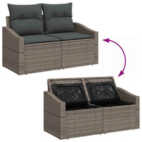 10 dalių Sodo Sofa Rinkinys su Pagalvėlėmis Pilka Poli Ratanas Akacija - Namų Idėja