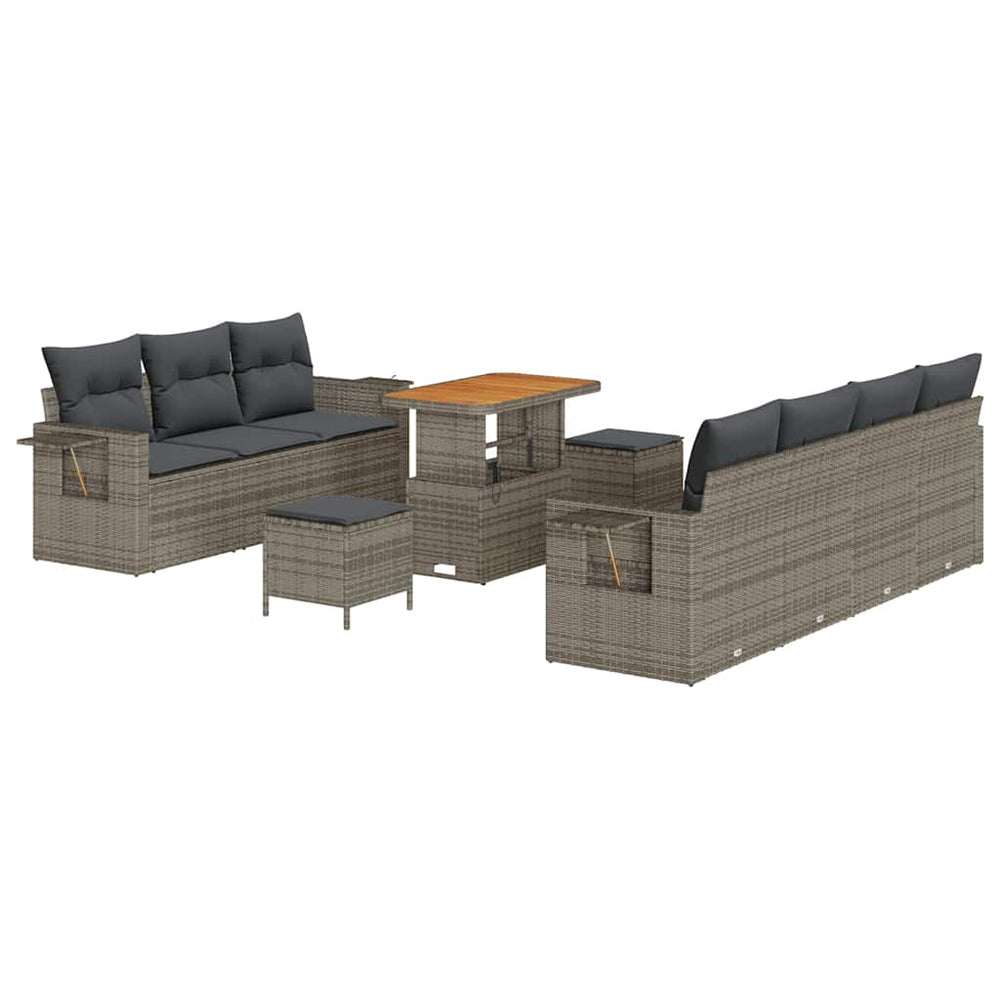 10 dalių sodo sofa rinkinys su pagalvėlėmis pilka poli ratanas akacijos - Namų Idėja