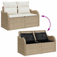 10 dalių sodo sofa rinkinys su pagalvėlėmis Smėlio poli ratanas - Namų Idėja