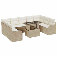 10 dalių sodo sofa rinkinys su pagalvėlėmis Smėlio poli ratanas - Namų Idėja