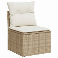 10 dalių sodo sofa rinkinys su pagalvėlėmis Smėlio poli ratanas - Namų Idėja