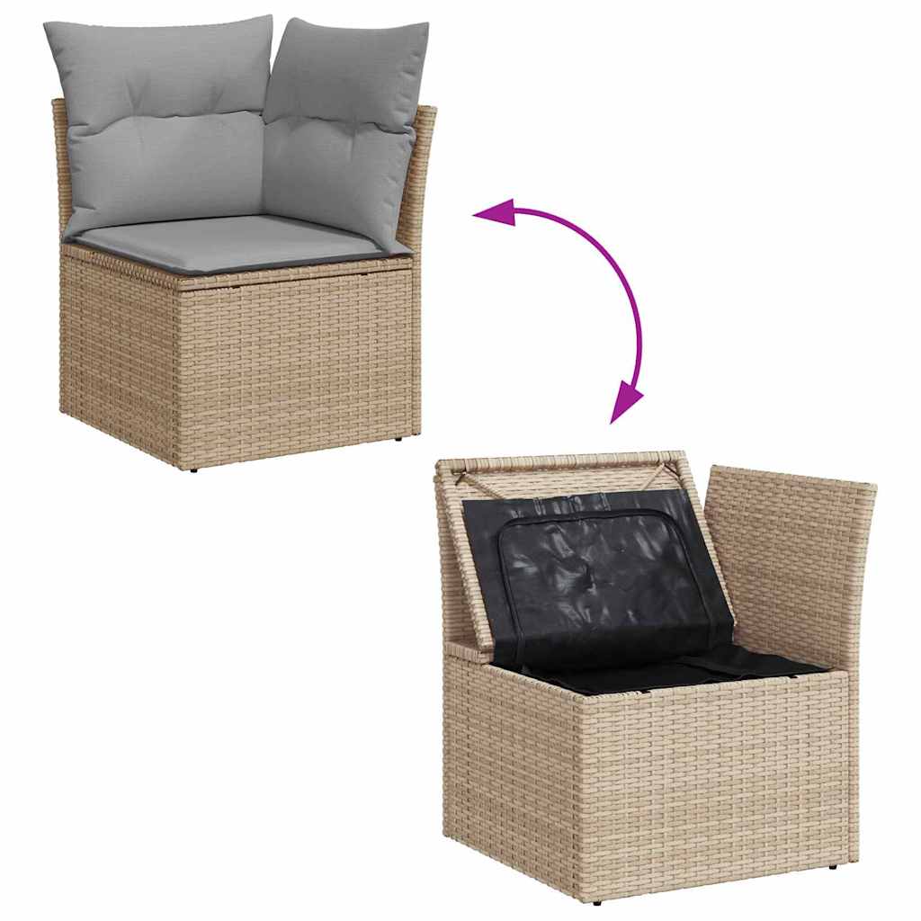10 Dalių Sodo Sofa Rinkinys Su Pagalvėlėmis Smėlio Poli Ratanas Akacija - Namų Idėja