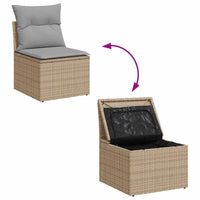 10 dalių sodo sofa rinkinys su pagalvėlėmis smėlio poli ratanui - Namų Idėja