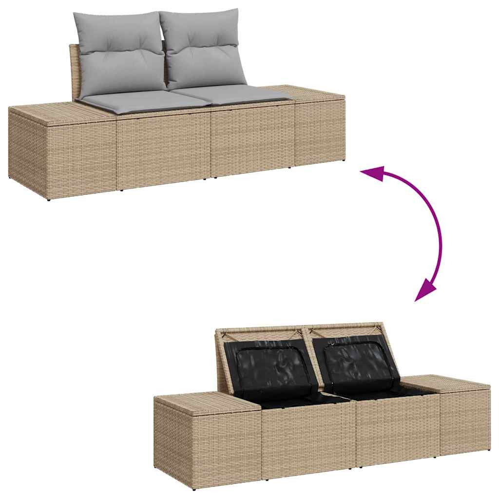 10 dalių sodo sofa rinkinys su pagalvėlėmis smėlio poli ratanui - Namų Idėja
