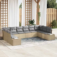 10 dalių sodo sofa rinkinys su pagalvėlėmis smėlio poli ratanui - Namų Idėja