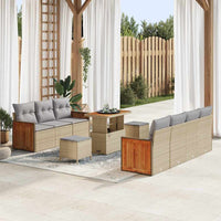 10 dalių sodo sofa rinkinys su pagalvėlėmis smėlio poli rattan akacija - Namų Idėja