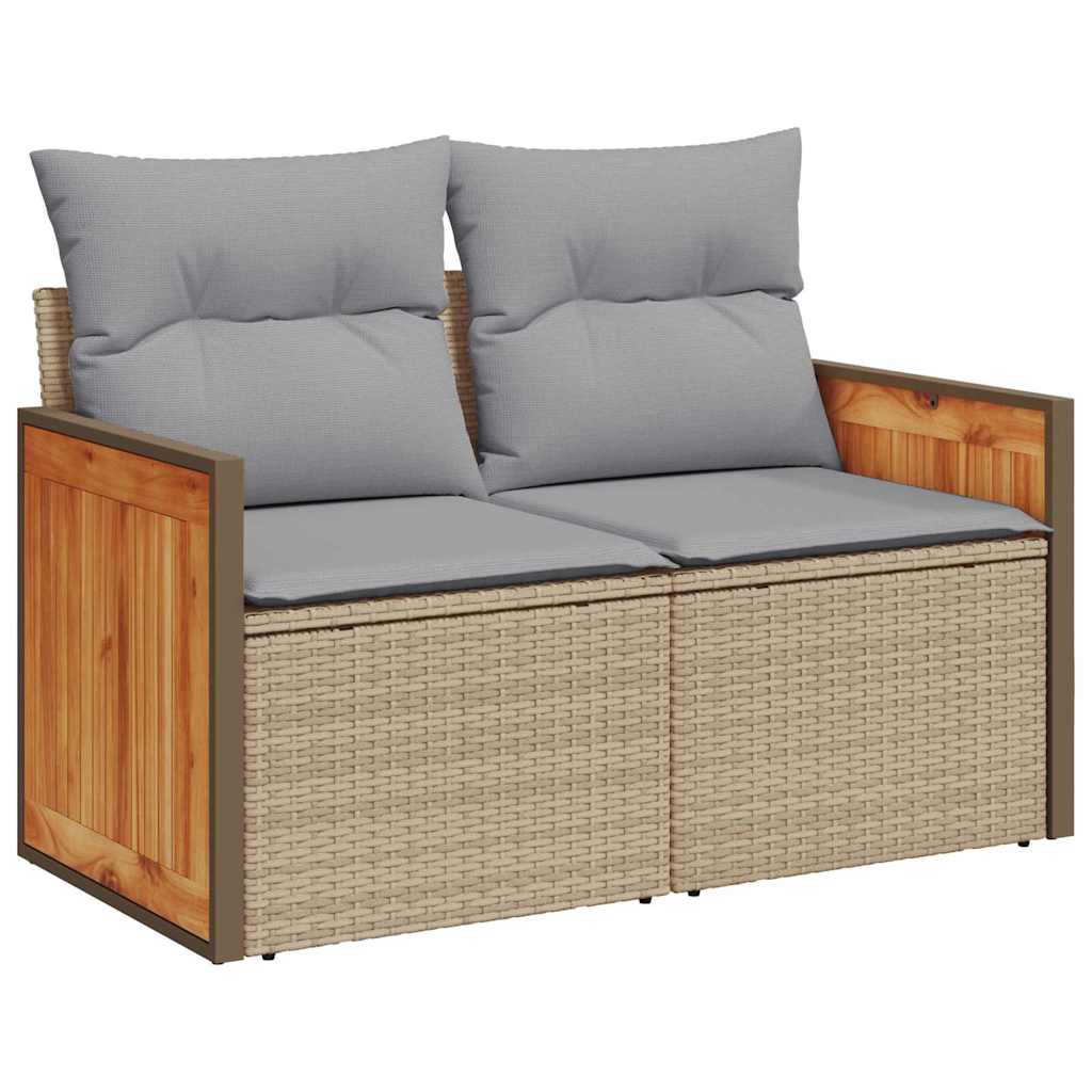 10 dalių sodo sofa rinkinys su pagalvėlėmis smėlio poli rattan akacija - Namų Idėja