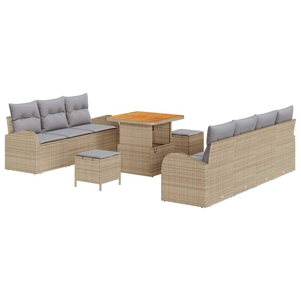 10 dalių sodo sofa rinkinys su pagalvėlėmis Smėlio poliratanas akacijos - Namų Idėja