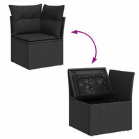 10 dalių sodo sofa rinkinys su pagalvėmis Juoda Poliratanas - Namų Idėja