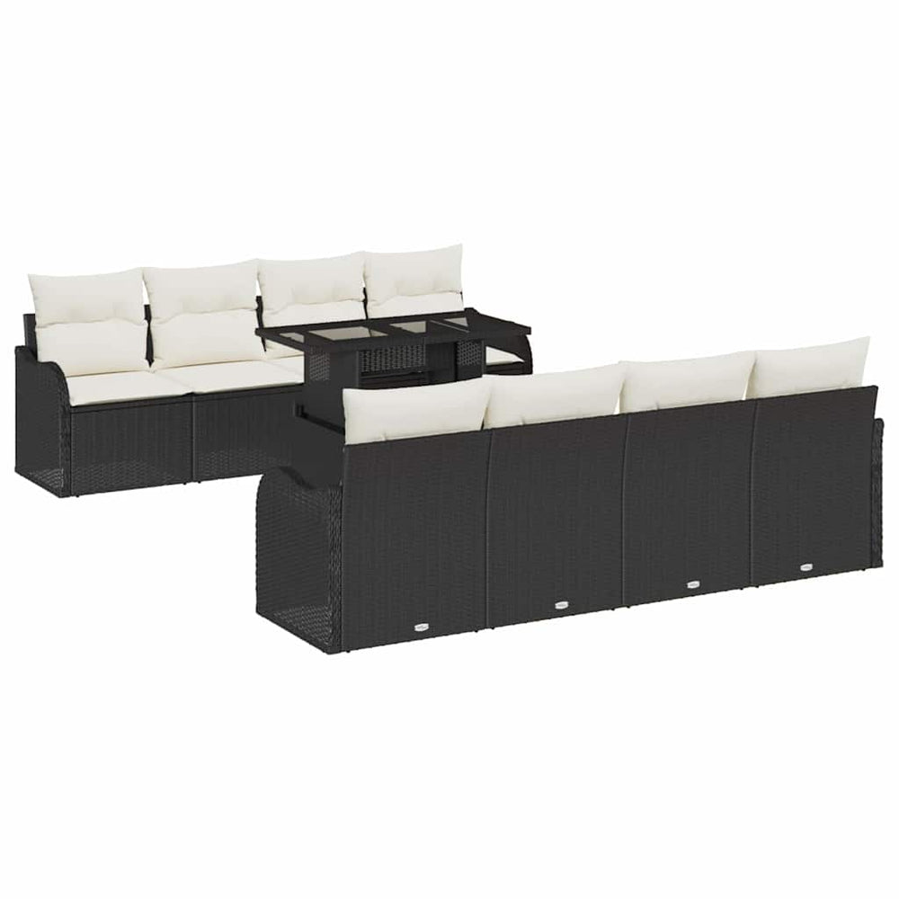10 dalių sodo sofa rinkinys su pagalvėmis juodas poli ratanas - Namų Idėja