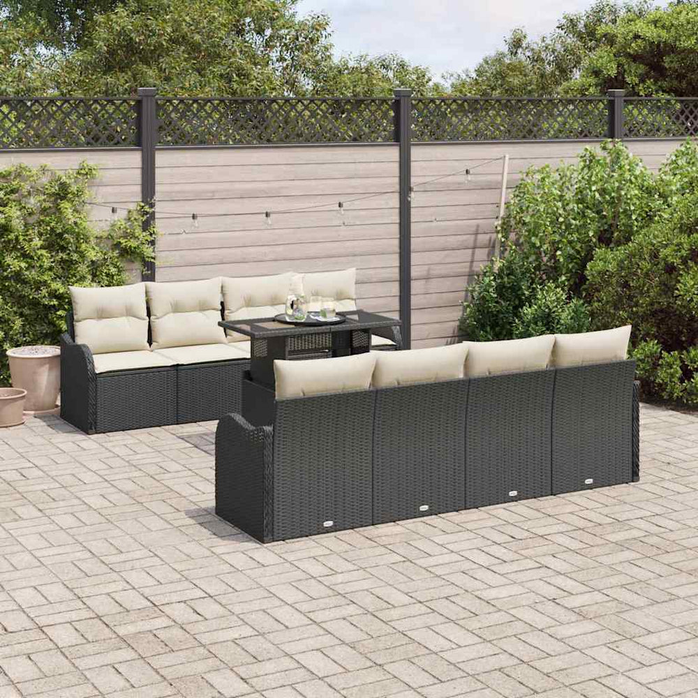 10 dalių sodo sofa rinkinys su pagalvėmis juodas poli ratanas - Namų Idėja