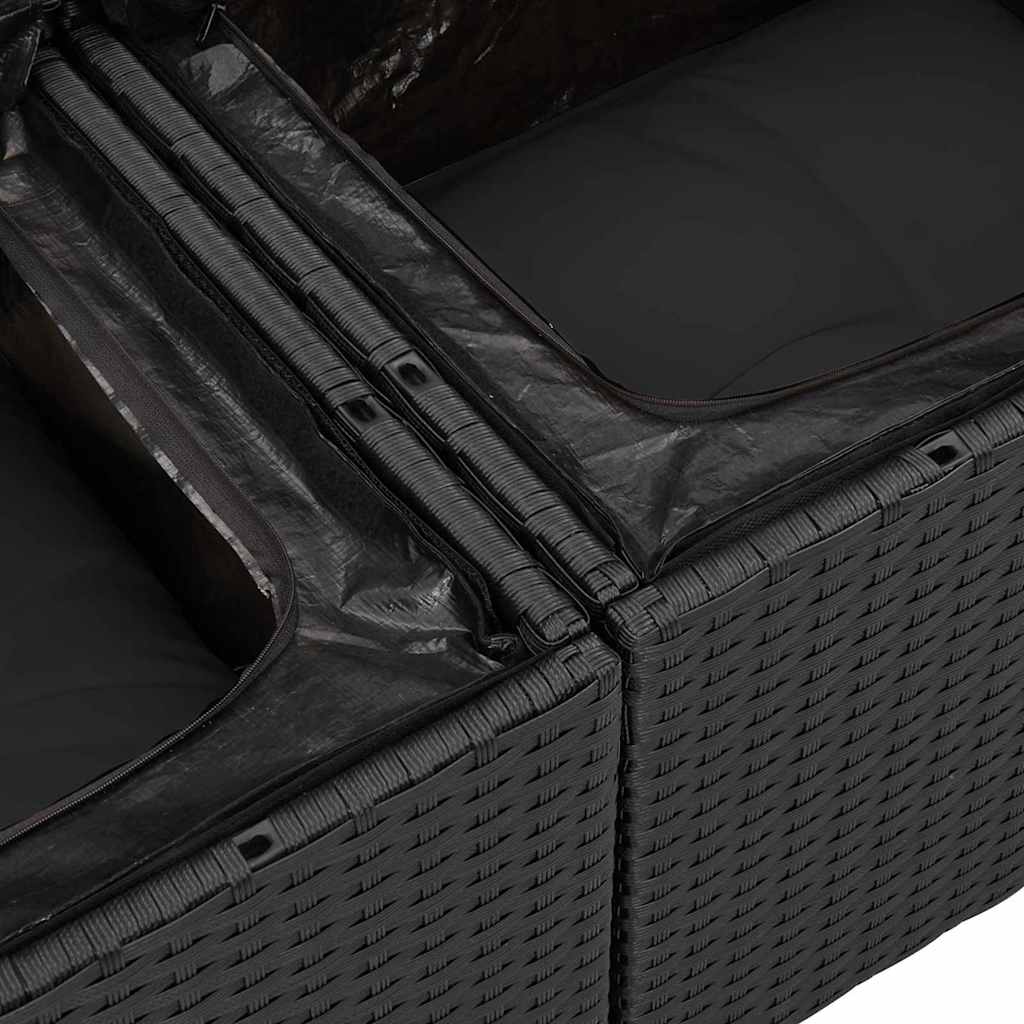 10 dalių sodo sofa rinkinys su pagalvėmis Juodas poli ratanas akacija - Namų Idėja