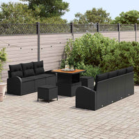 10 dalių sodo sofa rinkinys su pagalvėmis juodas poli ratanas akacija - Namų Idėja
